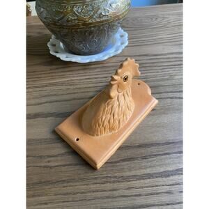 Vintage Terra Cotta Rooster Apron Hook Chicken Decor Clay Wall Hanging Rooster